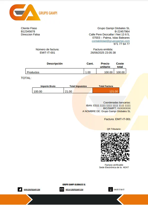 Ejemplo de Factura Electrónica Grupo Gampi