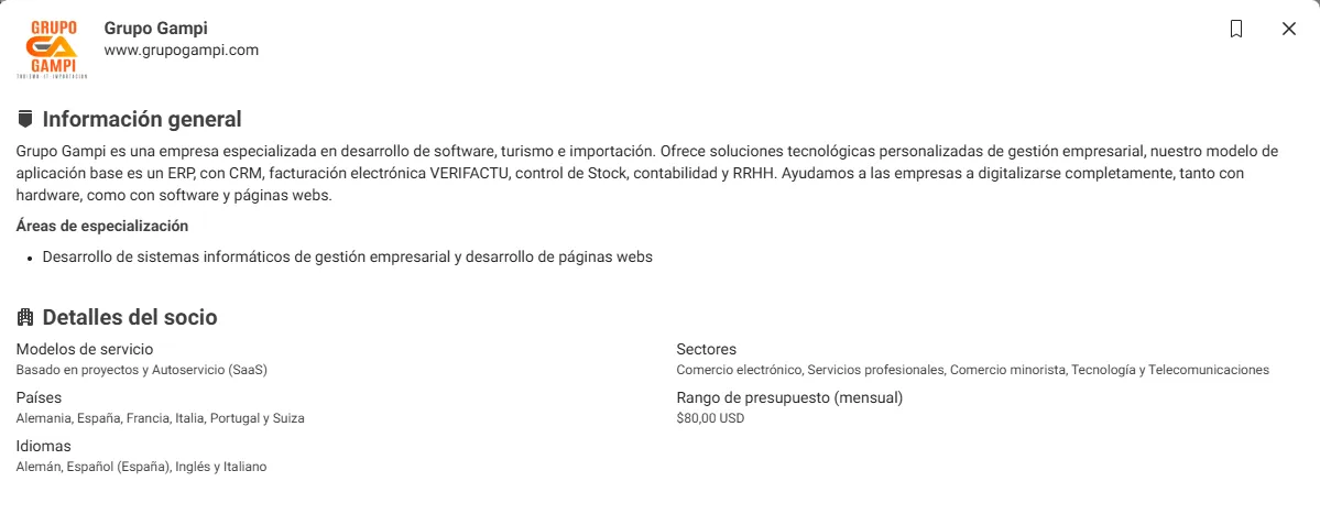 Nuestro perfil en el directorio de empresas colaboradoras de Meta