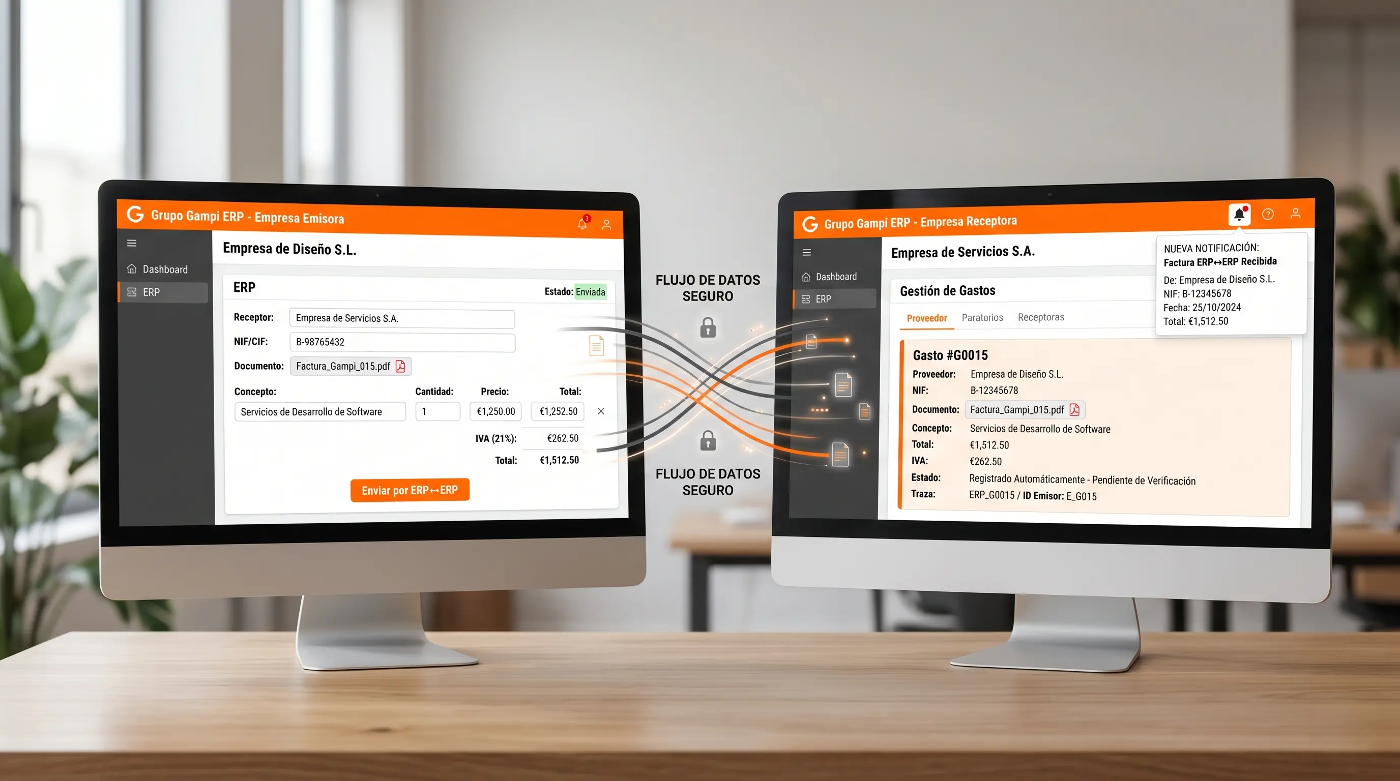 Factura Inteligente ERP a ERP de Grupo Gampi para envío automático de facturas entre empresas